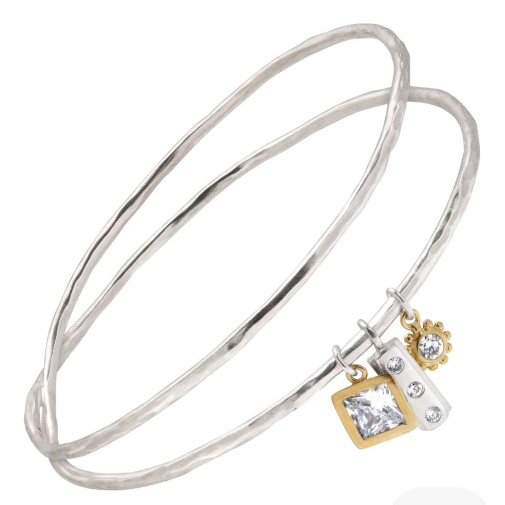 SILPADA  In The Mix Charm Bangle Bracelet  Sterling Silver & Brass B3079 - Picture 2 of 7